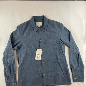 ZARA BLUE DENIM Button Up JEANS SHIRT Chest Pockets MEN'S SIZE Small NWT